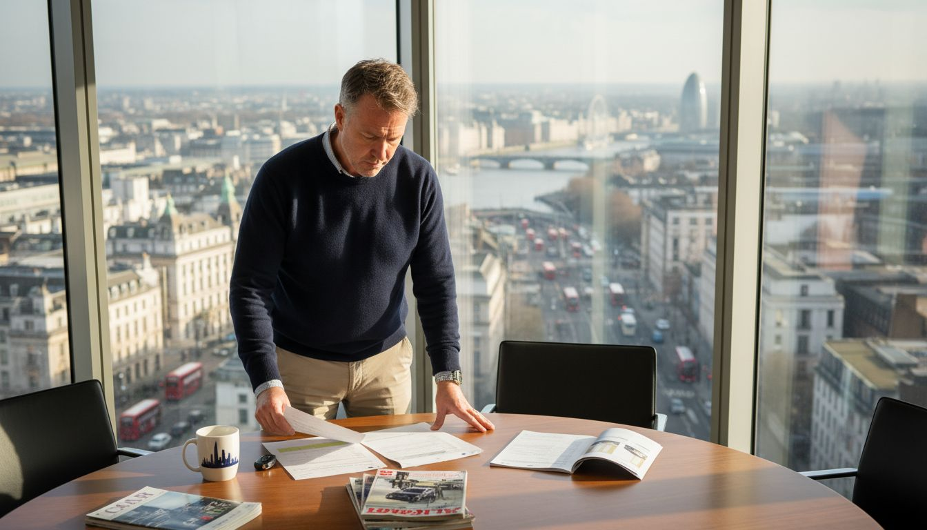 Man reviewing UK car insurance paperwork