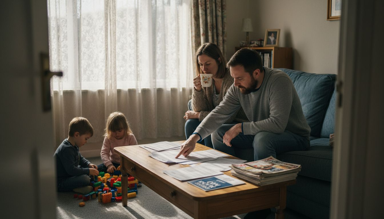 Family reviewing home insurance documents together